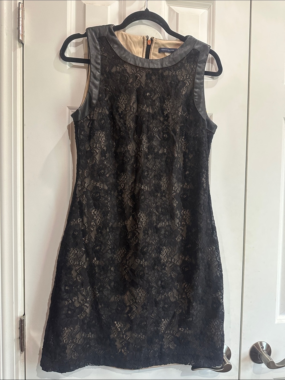 NWOT Tommy Hilfiger Black Lace Mini Dress with Nude Underlay size 10